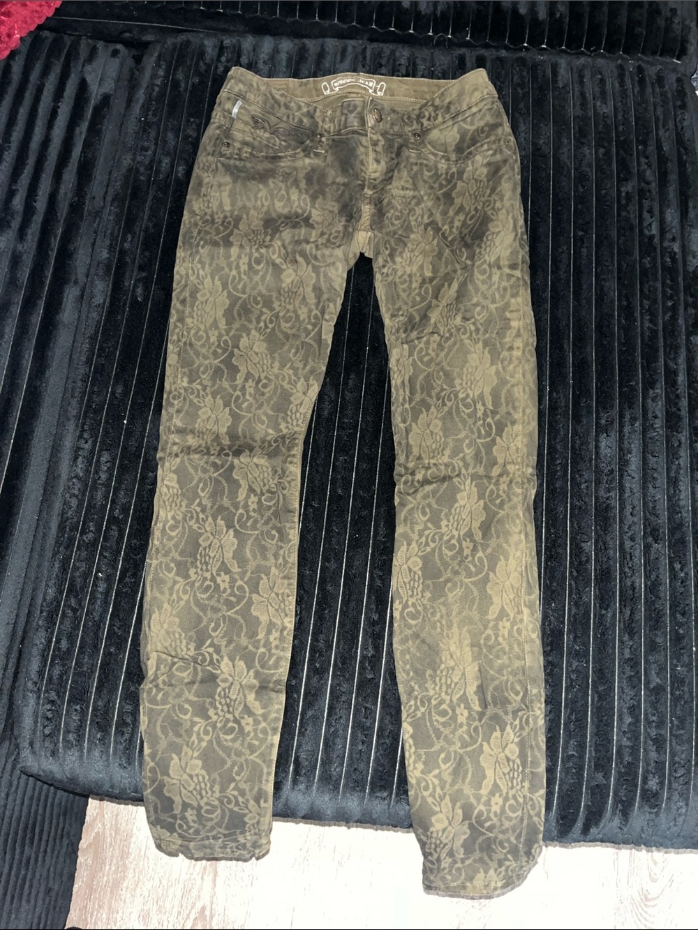 Robin's Jean Olive/Brownish Floral Print Skinny Jeans